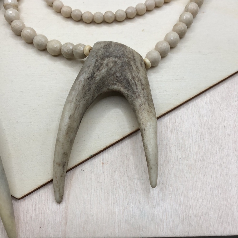 Curated Bundle Antler Beaded Statement Necklaces … - image 3